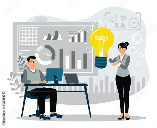 Business people evaluate project ideas for starting a new business.