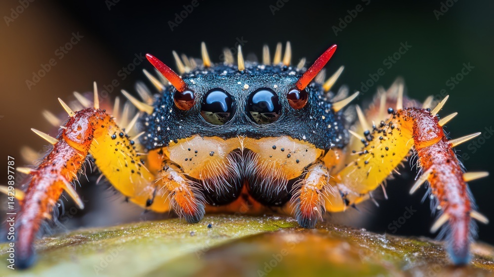 Spiny Jumping Spider, Close-up on a Branch Spiny Jumping Spider, Close-up on a Branch