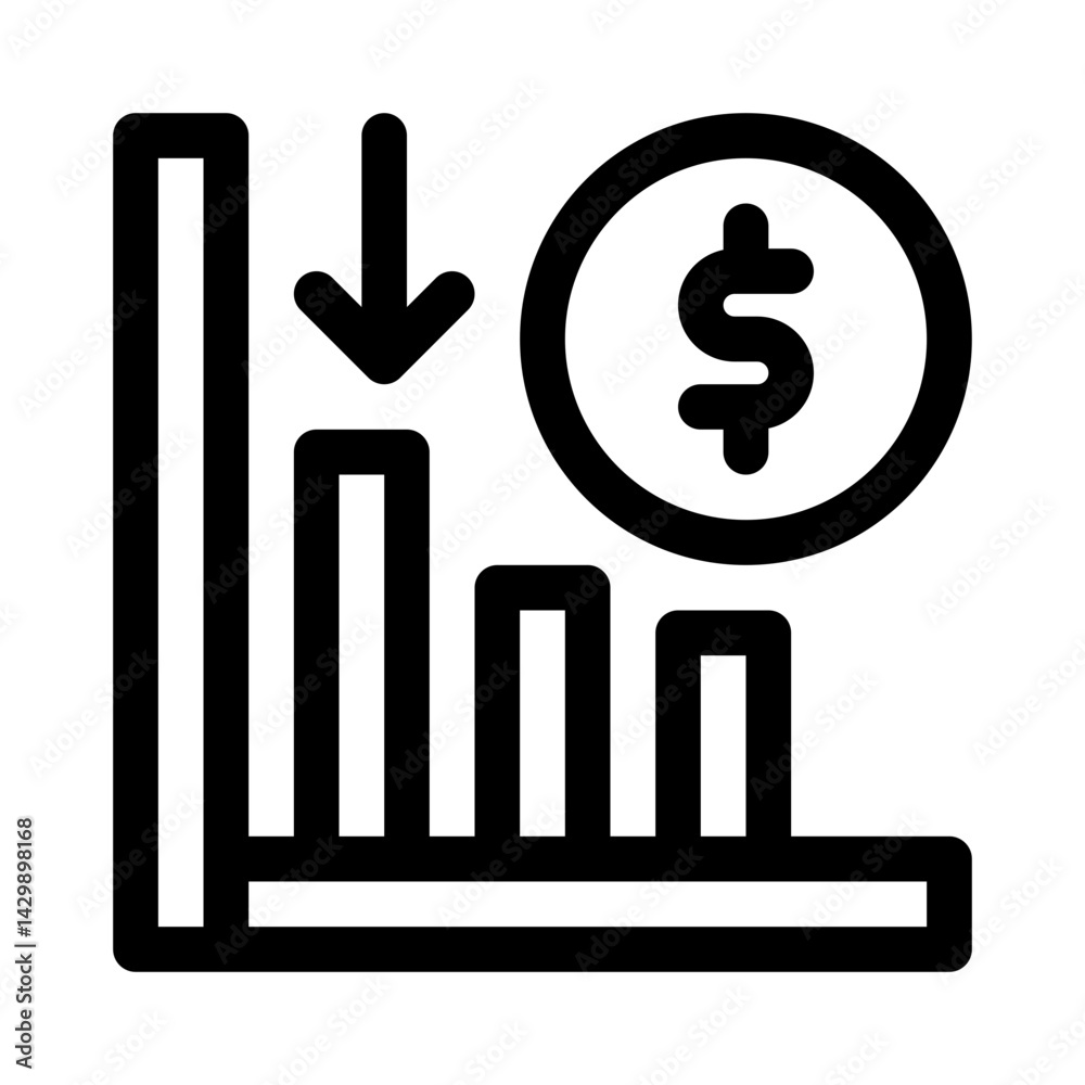 Recession Warning Chart line icon Recession Warning Chart line icon