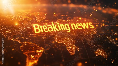 breaking news worldwide connection with digital map background