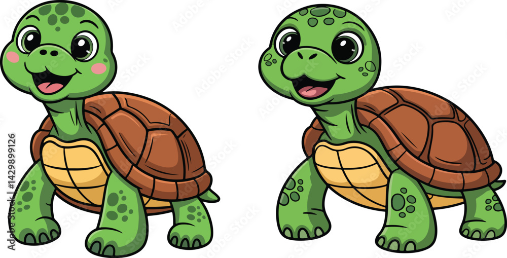 Fototapeta premium cute turtle sea life drawing vector illustration