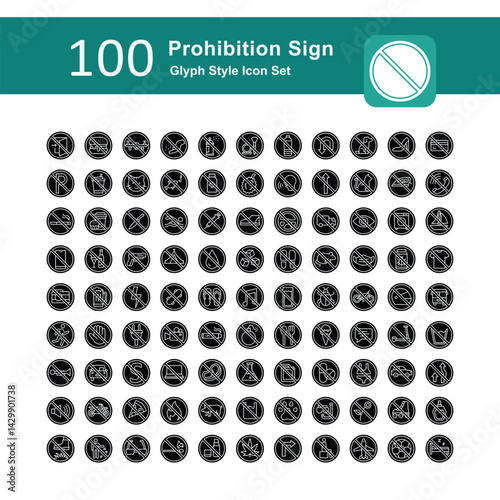 Illustration of Prohibition Sign Collection design Glyph Icon. Prohibition Sign Glyph Icon Pack. Set of Prohibition Sign Solid Icon. 