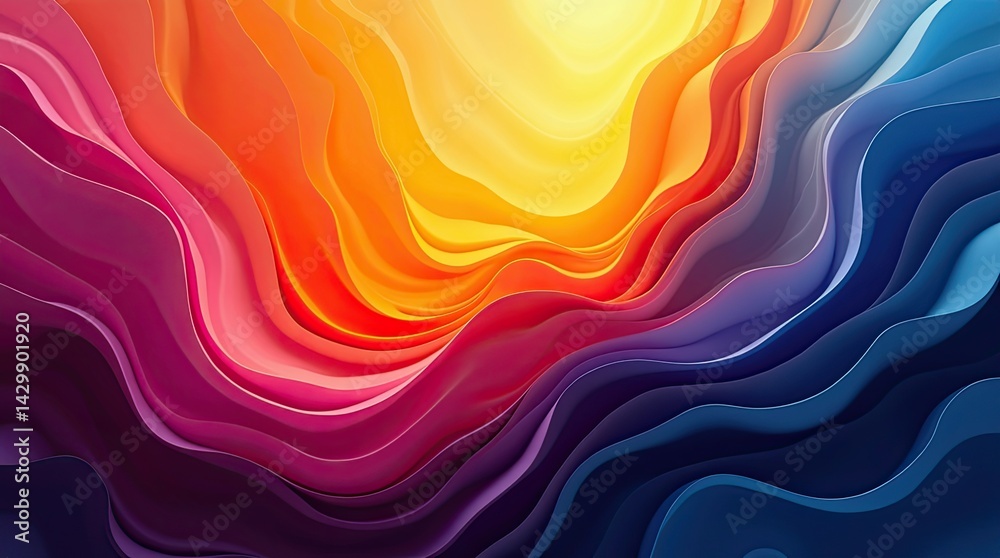 Fototapeta premium A vibrant, abstract design of layered, colorful, wavy patterns.
