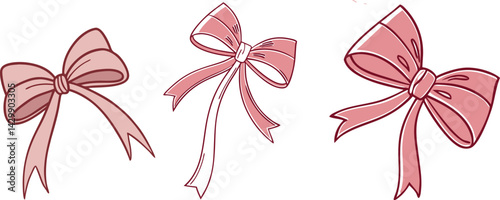 Bow ribbon vector set