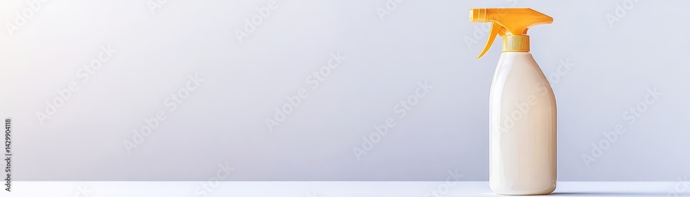 A clean spray bottle with an orange trigger sits on a plain surface, emphasizing simplicity and cleanliness.