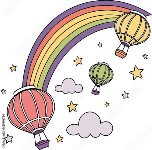 Cute rainbow clipart with raindrops