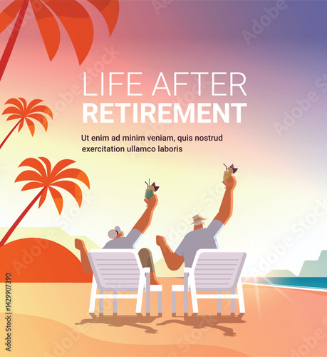 Retired bliss A couple toasts to life on a vibrant beach palms swaying in the breeze