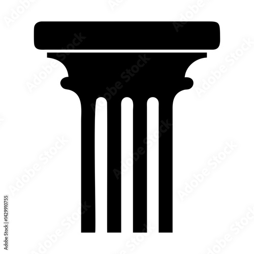 Black Greek Column silhouette vector illustration Isolated on transparent background