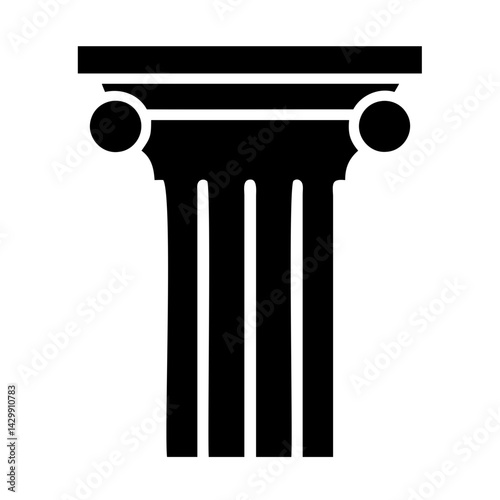 Black Greek Column silhouette vector illustration Isolated on transparent background