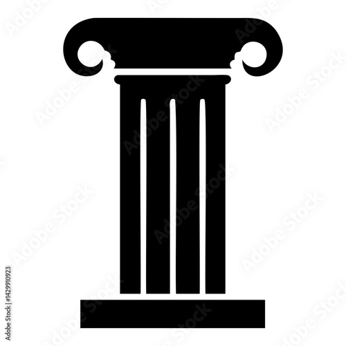 Greek Column Black vector silhouette Isolated on transparent background