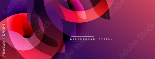 Abstract fluid shapes overlap, creating vibrant purple, red gradients. Modern design suitable for backgrounds, presentations.