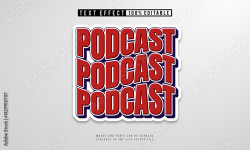 Warped podcast 3D editable text effect with modern bold style for trendy content.