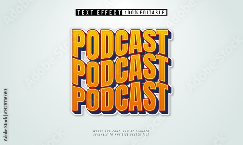 Warped podcast 3D editable text effect with modern bold style for trendy content.