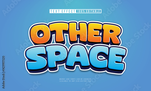 Other Space 3D cartoon comic style editable text effect for creative designs.