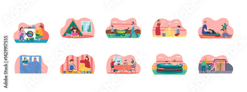 Parenting illustration set. Flat vector illustration concept.