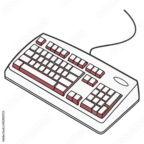 Colorful Keyboard Icon with Cable Vector Design