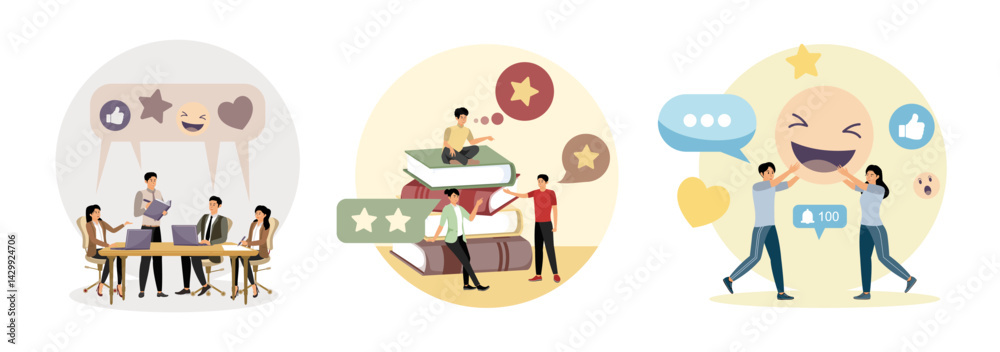Fototapeta premium Review rating. Best user experience or trust to use service again. Like or happy opinion.