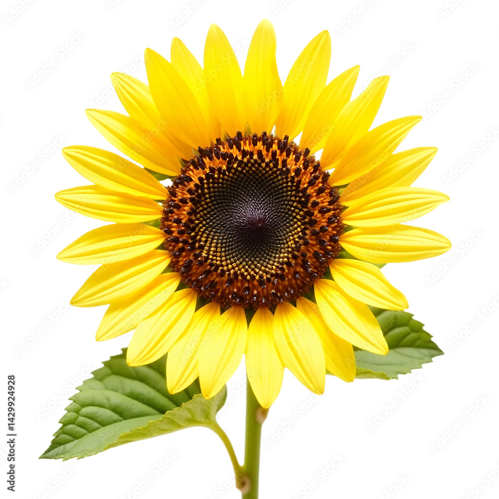 Obraz premium Bright-Yellow-Sunflower-isolated_Sun-Flower_Yellow-Petals_Floral_Blooms