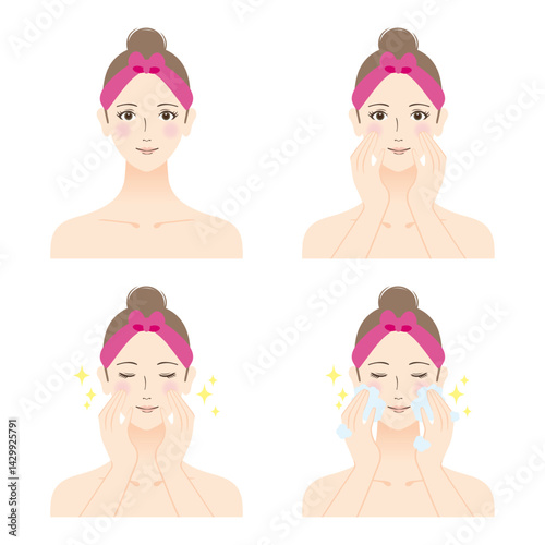 スキンケアのイラストセット