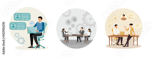 24 hours call center concept. Customer service. 24 hours global online technical support.