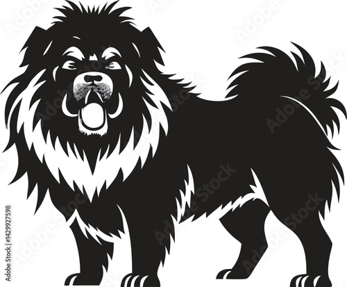 Black Silhouette of Chow Chow Standing Calmly
