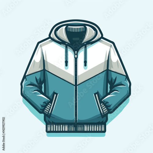 windbreaker, jacket, garment, clothing, design, sportswear, wear, fashion, illustration, sport, hoodie, hood, male, sweatshirt, zipper, apparel, white, coat, jersey, style, pocket, fabric, unisex, cas