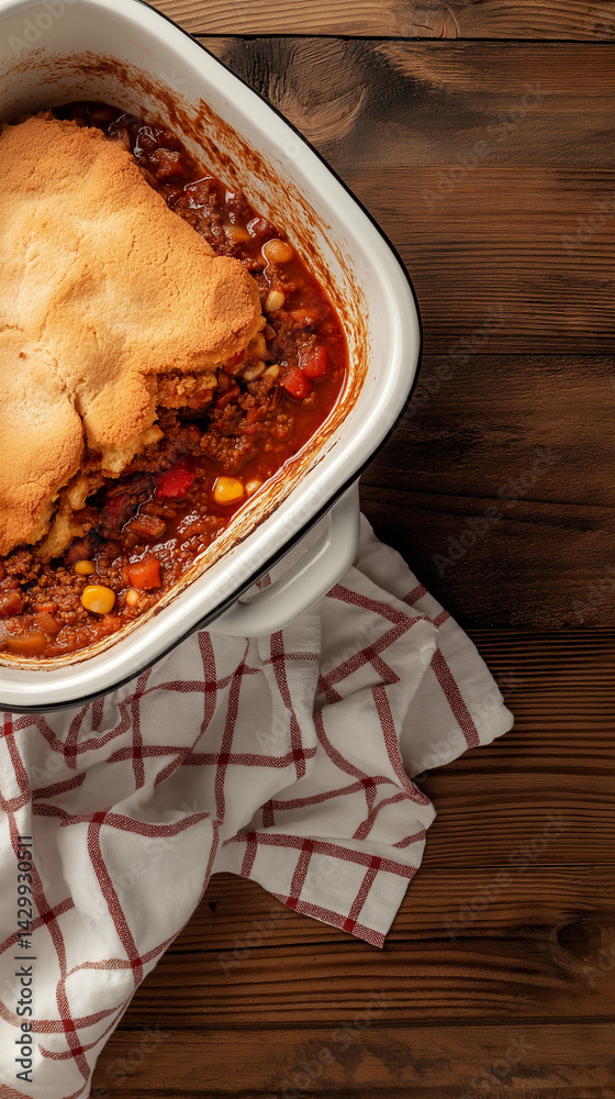 Ground beef casserole with pastry topping