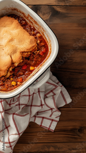 Ground beef casserole with pastry topping