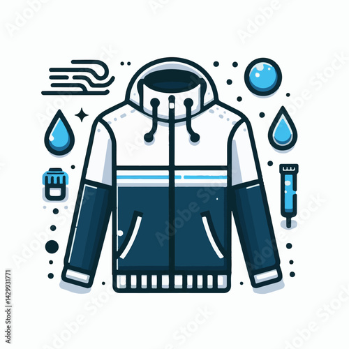 windbreaker, jacket, garment, clothing, design, sportswear, wear, fashion, illustration, sport, hoodie, hood, male, sweatshirt, zipper, apparel, white, coat, jersey, style, pocket, fabric, unisex, cas