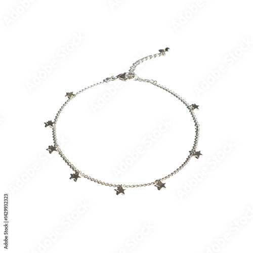 Wallpaper Mural Elegant silver bracelet adorned with delicate stars, resting on a soft surface, showcasing intricate craftsmanship and shine Torontodigital.ca