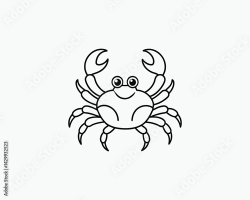 Crab Coloring Page Beach Animal Line Art for Coloring Fun