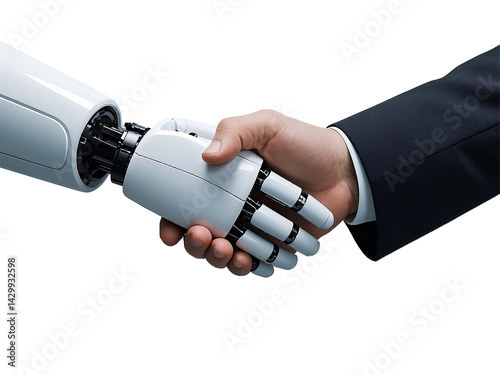 Wallpaper Mural Robot hand and human hand, handshake, partnership, technology meets humanity, metallic texture, business agreement, PNG file isolated on transparent background, cut out, clipping path
 Torontodigital.ca