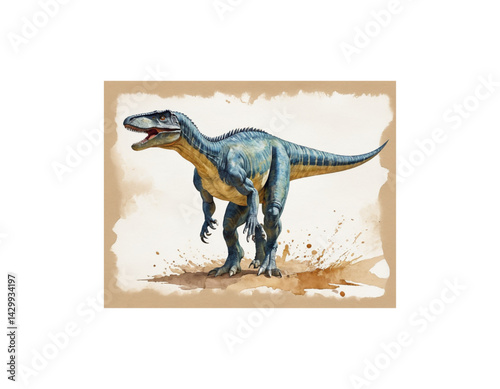 Allosaurus watercolor painting vector image
