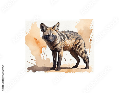 Aardwolf watercolor painting vector image
