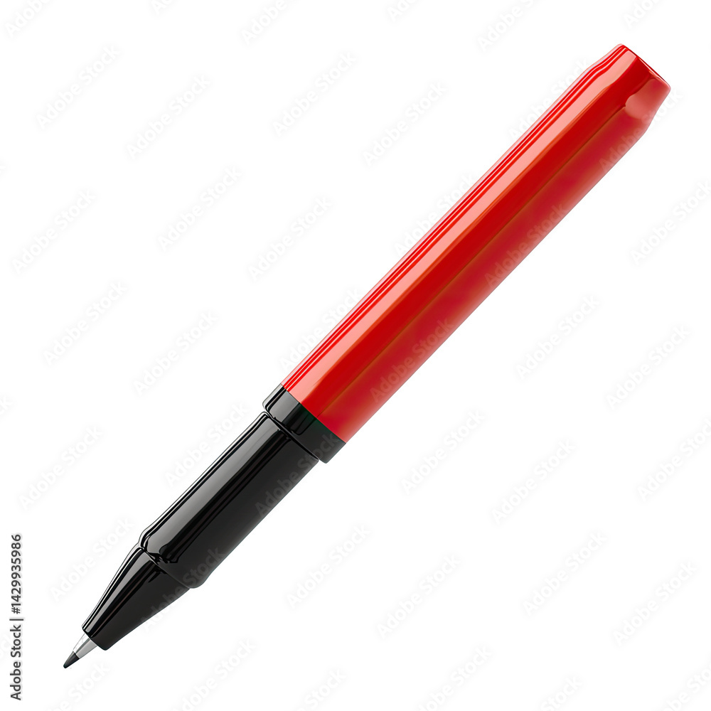 Red and black pen, angled view