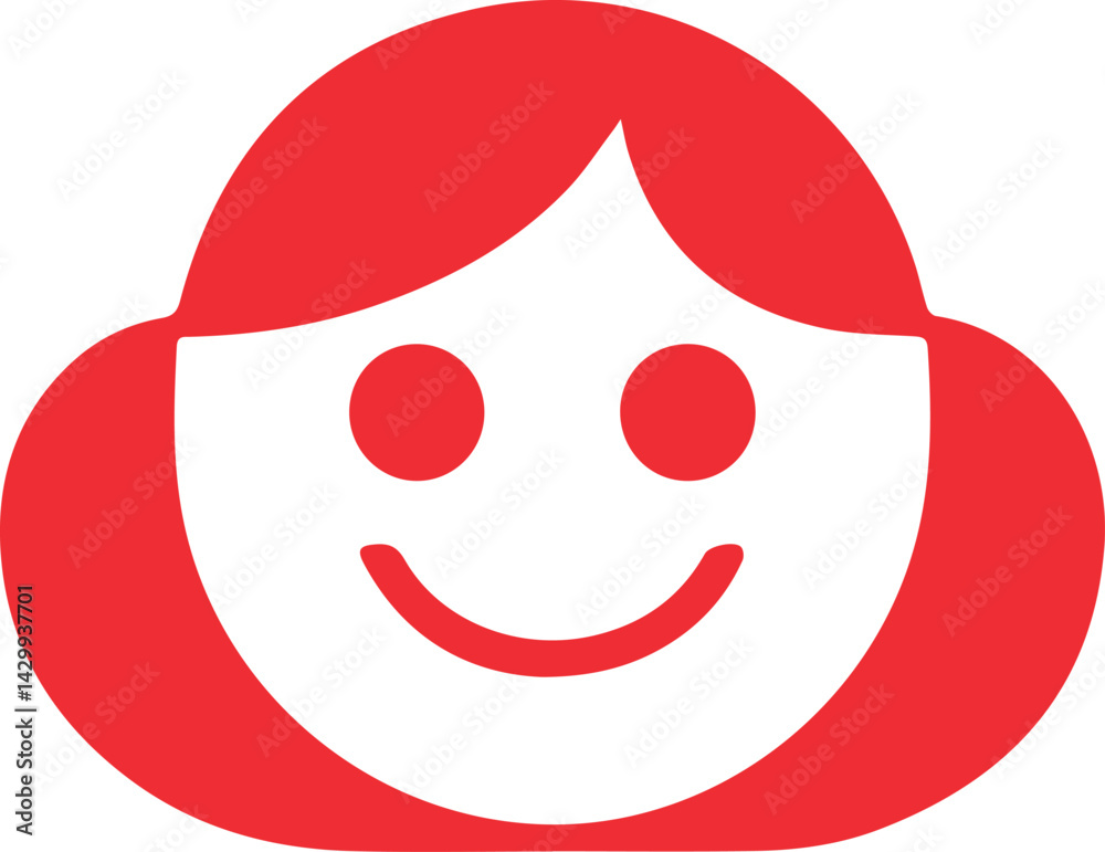 Fototapeta premium Happy female icon in red and white
