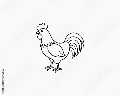 Rooster Coloring Page Farm Animal Printable for Kids