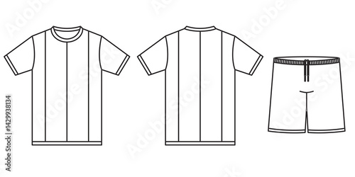 T-shirt jersey mockup outline isolated sport background clothing template tee kit flat