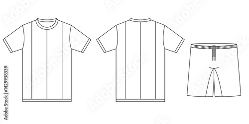T-shirt jersey mockup outline isolated sport background clothing template tee kit flat