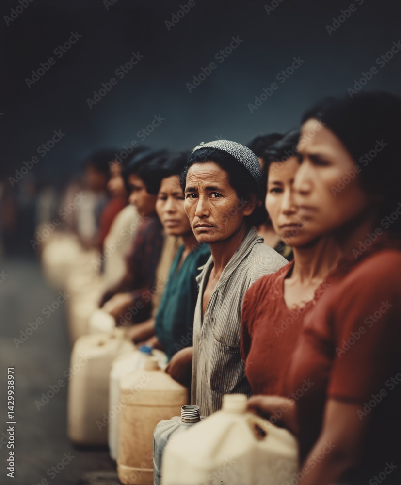 Survivors of the Earthquake Waiting for Aid Disaster Zone Human Interest Urban Environment Front View Resilience