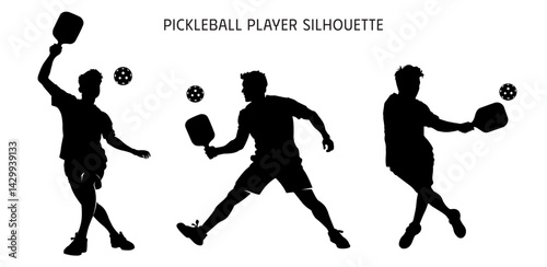 Pickleball Players Silhouettes Athletes Ready To Play