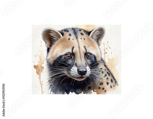 African Civet watercolor painting vector image
