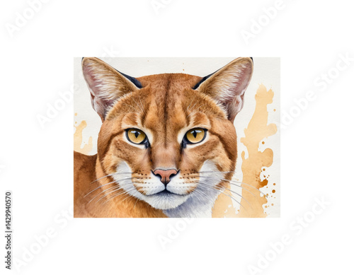 African Golden Cat watercolor painting vector image
