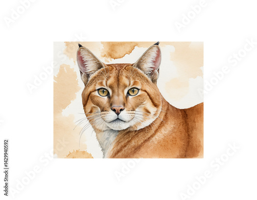 African Golden Cat watercolor painting vector image
