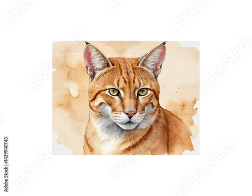 African Golden Cat watercolor painting vector image
