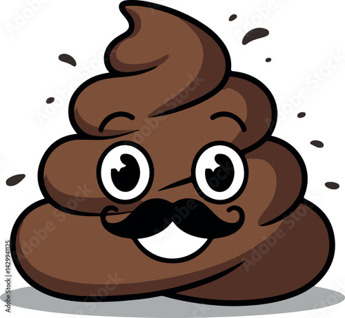 Funny poop emoticon with a mustache, perfect for social media or memes.