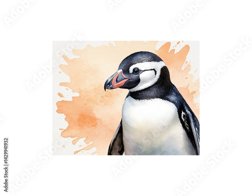 African Penguin watercolor painting vector image
