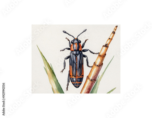 African Sugarcane Borer watercolor painting vector image
