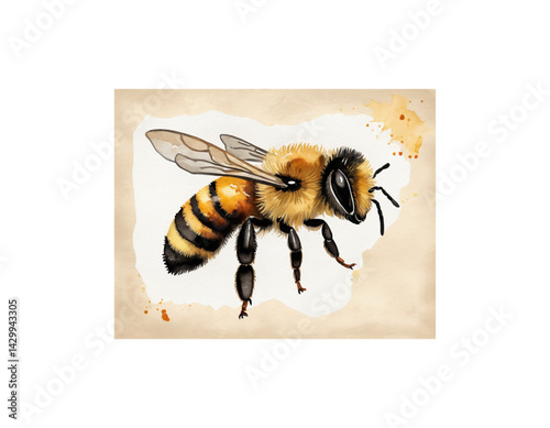 Africanized bee (killer bee) watercolor painting vector image
