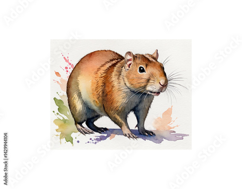 Agouti watercolor painting vector image
